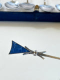 Art Deco Sterling Cocktail Spoons, Lapis Stone Finials - Southern Vintage Wares