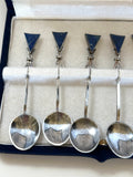 Art Deco Sterling Cocktail Spoons, Lapis Stone Finials - Southern Vintage Wares