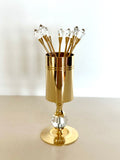 Vintage Gold Swarovski Crystal Cocktail Picks Valerio Albarello, Set of 8