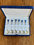Art Deco Sterling Cocktail Spoons, Lapis Stone Finials - Southern Vintage Wares
