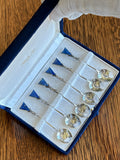 Art Deco Sterling Cocktail Spoons, Lapis Stone Finials - Southern Vintage Wares