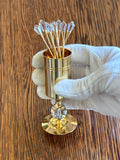 Vintage Gold Swarovski Crystal Cocktail Picks Valerio Albarello, Set of 8