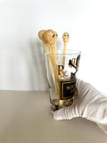 Georges Briard Mix Your Poison Glass, Skull Swizzle Sticks Set - Southern Vintage Wares