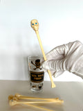 Georges Briard Mix Your Poison Glass, Skull Swizzle Sticks Set - Southern Vintage Wares