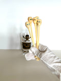 Georges Briard Mix Your Poison Glass, Skull Swizzle Sticks Set - Southern Vintage Wares
