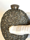 Early 1900s Pewter Encased Glass Flask