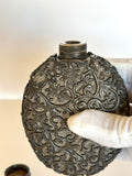 Early 1900s Pewter Encased Glass Flask