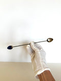 Early 1900s Sterling Cocktail Spoon, Lapis Stone Finial - Southern Vintage Wares