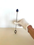Early 1900s Sterling Cocktail Spoon, Lapis Stone Finial - Southern Vintage Wares