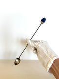 Early 1900s Sterling Cocktail Spoon, Lapis Stone Finial - Southern Vintage Wares