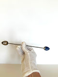 Early 1900s Sterling Cocktail Spoon, Lapis Stone Finial - Southern Vintage Wares