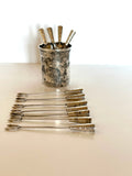 1940s Taxco Sterling Cocktail Picks Set