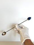 Early 1900s Sterling Cocktail Spoon, Lapis Stone Finial - Southern Vintage Wares