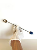 Early 1900s Sterling Cocktail Spoon, Lapis Stone Finial - Southern Vintage Wares
