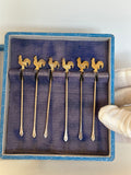 Sterling Silver Rooster Cocktail Picks, Barker Brothers 1920s - Southern Vintage Wares