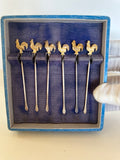 Sterling Silver Rooster Cocktail Picks, Barker Brothers 1920s - Southern Vintage Wares