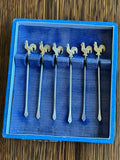 Sterling Silver Rooster Cocktail Picks, Barker Brothers 1920s - Southern Vintage Wares