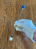 Early 1900s Sterling Cocktail Spoon, Lapis Stone Finial - Southern Vintage Wares
