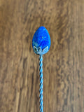 Early 1900s Sterling Cocktail Spoon, Lapis Stone Finial - Southern Vintage Wares
