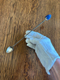 Early 1900s Sterling Cocktail Spoon, Lapis Stone Finial - Southern Vintage Wares