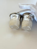 Pair of Vintage His & Hers Thimble Jiggers 1940s