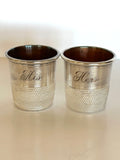Pair of Vintage His & Hers Thimble Jiggers 1940s