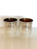 Pair of Vintage His & Hers Thimble Jiggers 1940s
