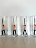 Libbey Risque Pole Dancer Glasses Vintage