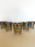 Mid Century Gold Sun Aztec Rocks Glasses