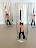 Libbey Risque Pole Dancer Glasses Vintage