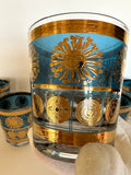 Mid Century Gold Sun Aztec Rocks Glasses