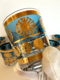 Mid Century Gold Sun Aztec Rocks Glasses