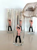 Libbey Risque Pole Dancer Glasses Vintage