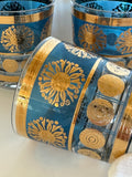 Mid Century Gold Sun Aztec Rocks Glasses