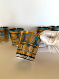 Mid Century Gold Sun Aztec Rocks Glasses