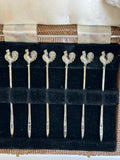 Sterling Silver Rooster Cocktail Picks, Adie Brothers 1930s - Southern Vintage Wares