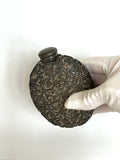 Early 1900s Pewter Encased Glass Flask
