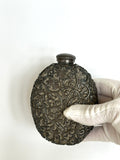 Early 1900s Pewter Encased Glass Flask
