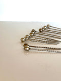 Sterling Silver Cocktail Picks Ball Finials Set of 12