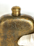 Vintage Brass Flask, Floral Embossing - Southern Vintage Wares