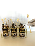 Georges Briard Name Your Poison Glasses, Skull Swizzle Sticks - Southern Vintage Wares