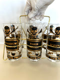 Georges Briard Name Your Poison Glasses, Skull Swizzle Sticks - Southern Vintage Wares