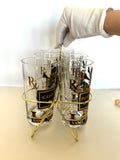 Georges Briard Name Your Poison Glasses, Skull Swizzle Sticks - Southern Vintage Wares