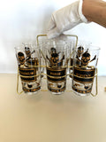 Georges Briard Name Your Poison Glasses, Skull Swizzle Sticks - Southern Vintage Wares
