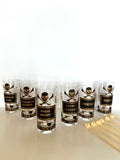 Georges Briard Name Your Poison Glasses, Skull Swizzle Sticks - Southern Vintage Wares