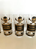 Georges Briard Name Your Poison Glasses, Skull Swizzle Sticks - Southern Vintage Wares