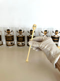 Georges Briard Name Your Poison Glasses, Skull Swizzle Sticks - Southern Vintage Wares
