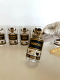 Georges Briard Name Your Poison Glasses, Skull Swizzle Sticks - Southern Vintage Wares