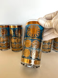Mid Century Gold Sun Aztec Glasses - Southern Vintage Wares