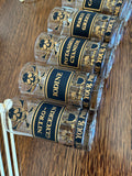 Georges Briard Name Your Poison Glasses, Skull Swizzle Sticks - Southern Vintage Wares